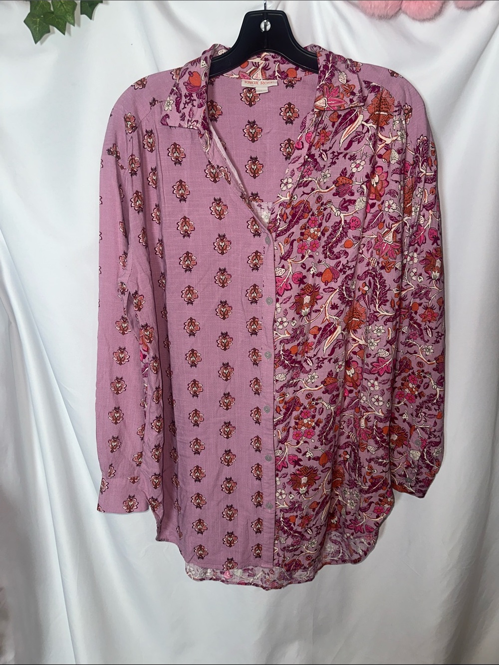 Knox Rose Pink Mixed Floral Button-Down Shirt
